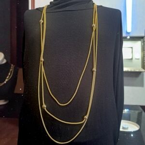 Vintage Gold Tone Triple Strand Graduating Chain Necklace